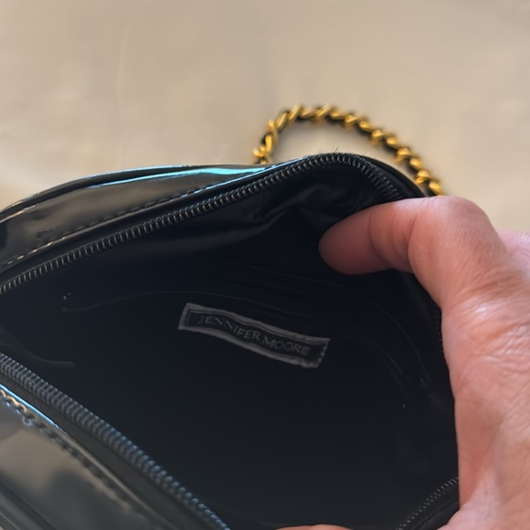 Quilted patent leather handbag with gold chain to elevate any look. - Picture 2 of 3